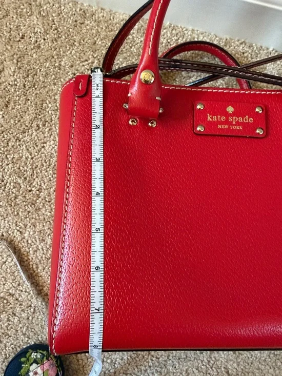 Kate Spade New York Red Leather Top-Handle Satchel Bag or Crossbody Bag - Picture 11 of 12